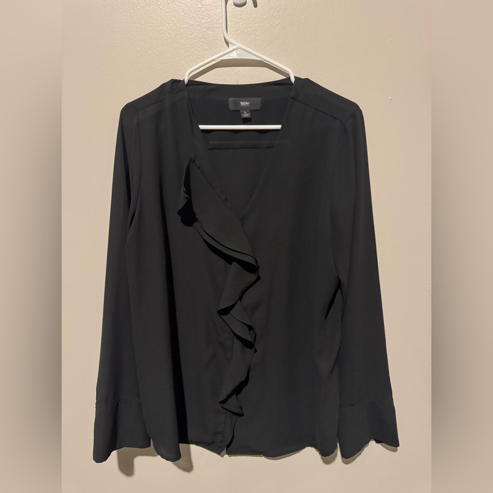Massimo Black Ruffle Blouse